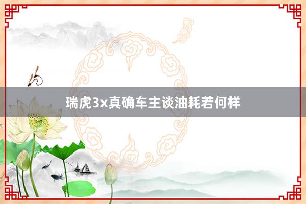 瑞虎3x真确车主谈油耗若何样