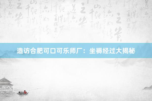 造访合肥可口可乐师厂：坐褥经过大揭秘